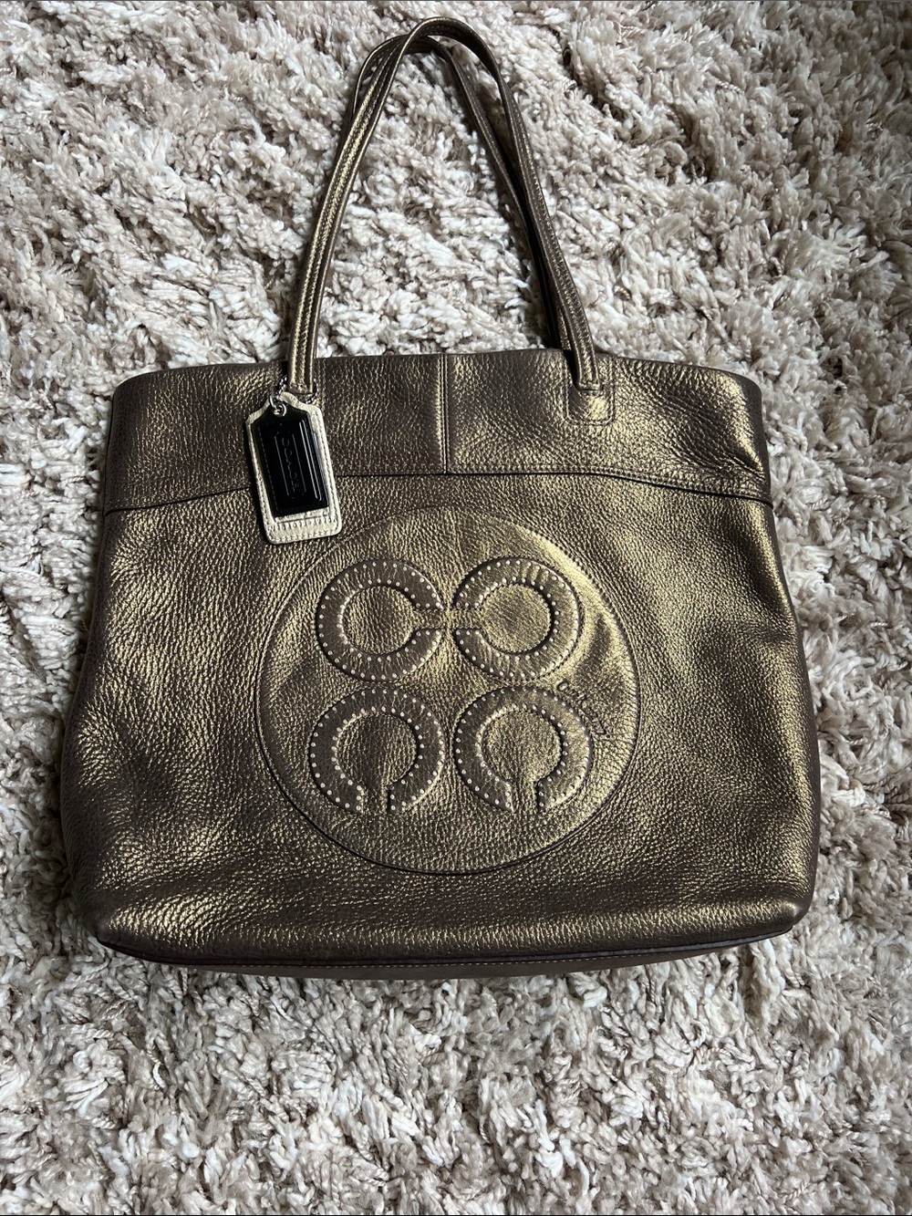 Coach Metallic Gold Leather Shoulder Tote